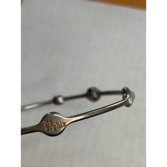 Lia Sophia Silver-Tone Lia Sophia Bangle Bracelet With Faux Diamond Accents - Picture 6 of 11